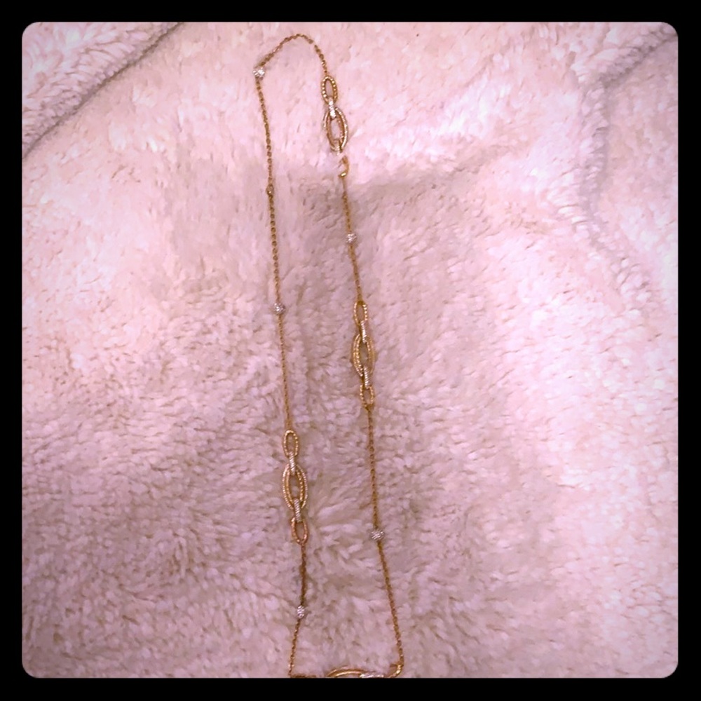 Nadri long gold with crystals necklace